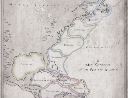 Map of the mer kingdoms of the Western Atlantic.