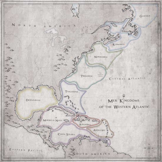 Map of the mer kingdoms of the Western Atlantic.